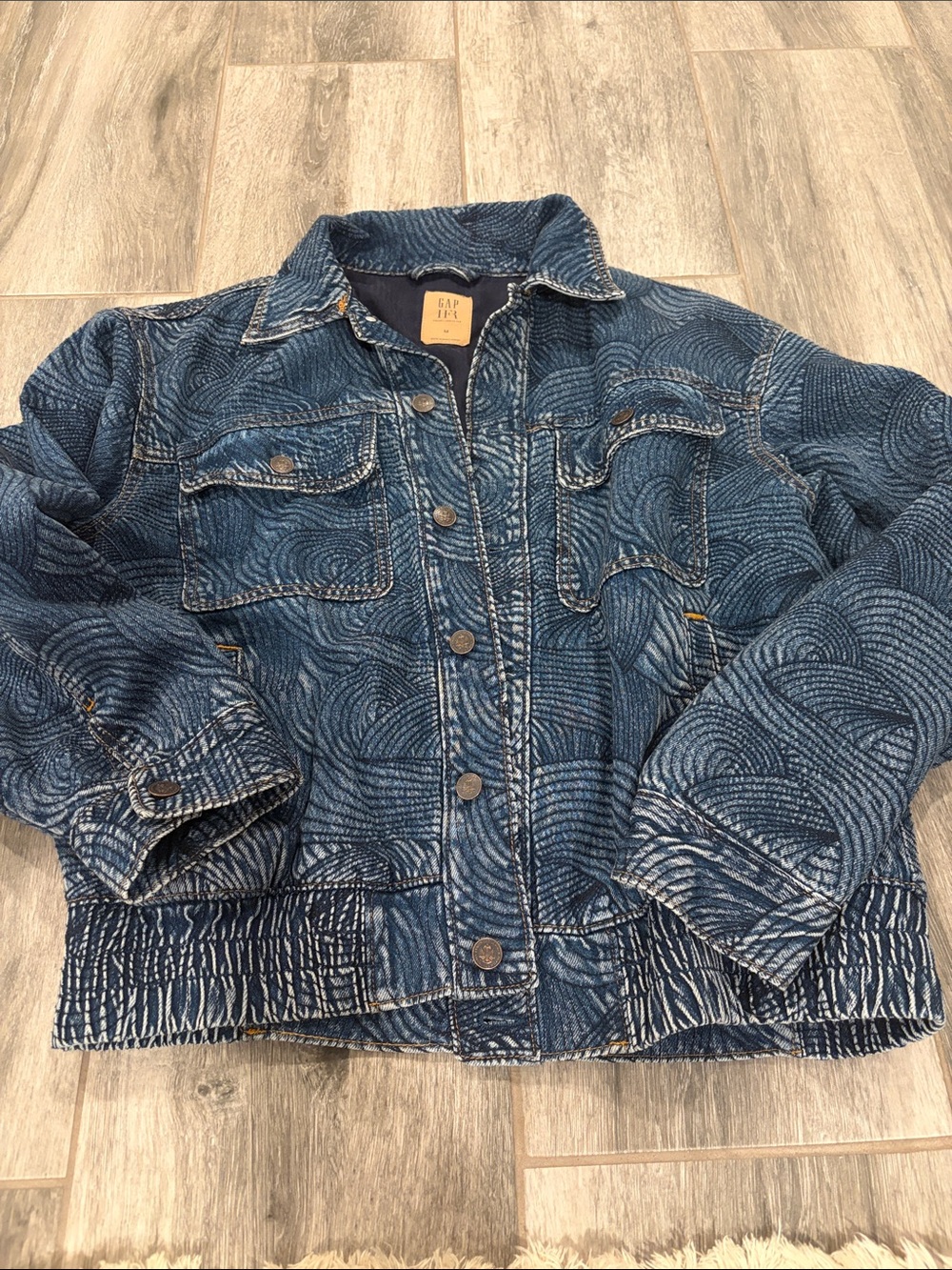 Gap x Harlem's Fashion Row Daveed Baptiste Embroidered Denim Bomber Jacket M